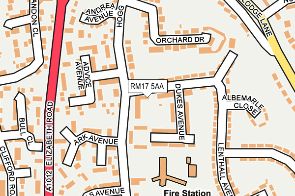 RM17 5AA map - OS OpenMap – Local (Ordnance Survey)