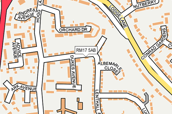 RM17 5AB map - OS OpenMap – Local (Ordnance Survey)