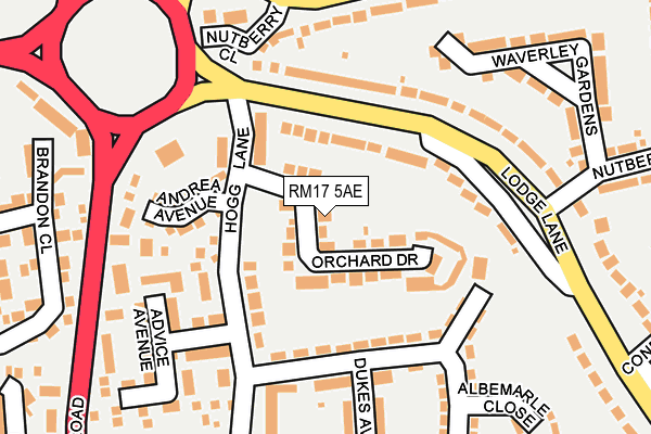 RM17 5AE map - OS OpenMap – Local (Ordnance Survey)