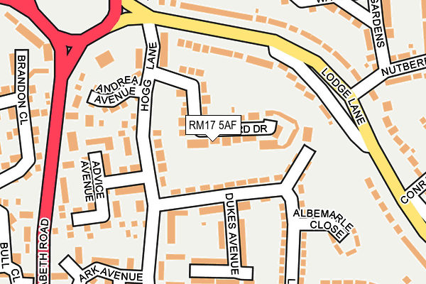 RM17 5AF map - OS OpenMap – Local (Ordnance Survey)