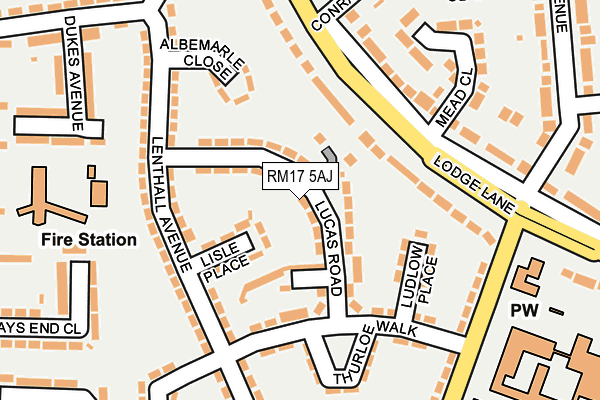 RM17 5AJ map - OS OpenMap – Local (Ordnance Survey)