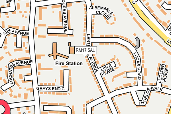 RM17 5AL map - OS OpenMap – Local (Ordnance Survey)