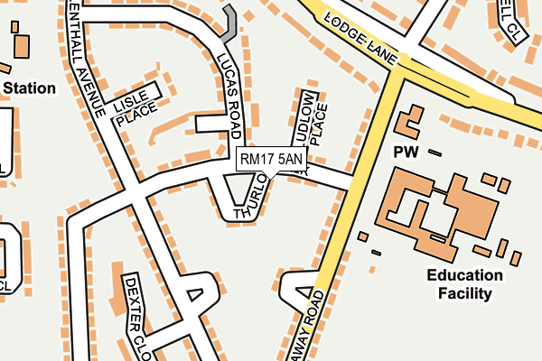 RM17 5AN map - OS OpenMap – Local (Ordnance Survey)