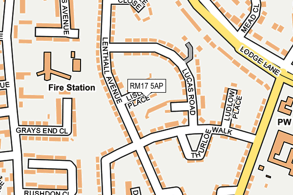 RM17 5AP map - OS OpenMap – Local (Ordnance Survey)