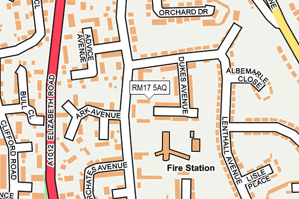 RM17 5AQ map - OS OpenMap – Local (Ordnance Survey)