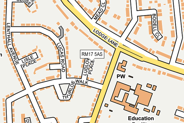 RM17 5AS map - OS OpenMap – Local (Ordnance Survey)