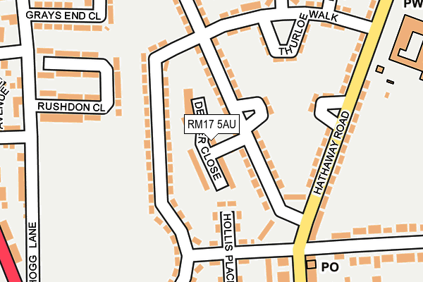 RM17 5AU map - OS OpenMap – Local (Ordnance Survey)
