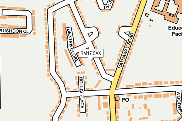 RM17 5AX map - OS OpenMap – Local (Ordnance Survey)