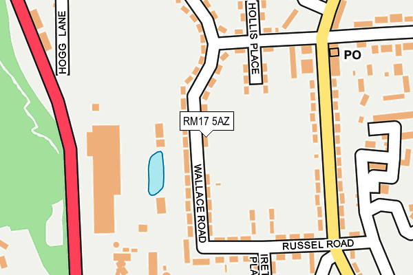 RM17 5AZ map - OS OpenMap – Local (Ordnance Survey)