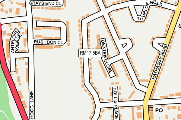 RM17 5BA map - OS OpenMap – Local (Ordnance Survey)