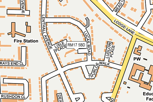 RM17 5BD map - OS OpenMap – Local (Ordnance Survey)