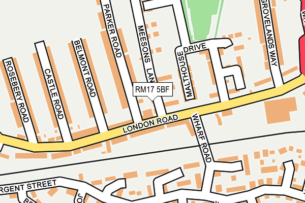RM17 5BF map - OS OpenMap – Local (Ordnance Survey)