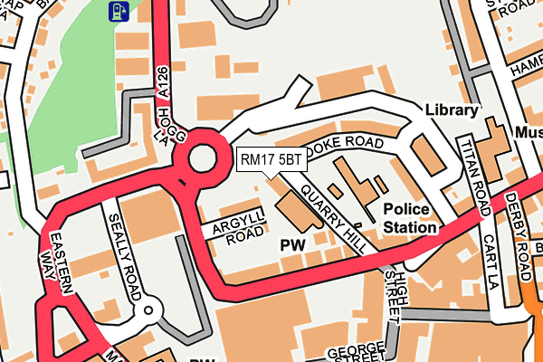 RM17 5BT map - OS OpenMap – Local (Ordnance Survey)