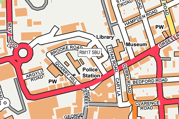 RM17 5BU map - OS OpenMap – Local (Ordnance Survey)