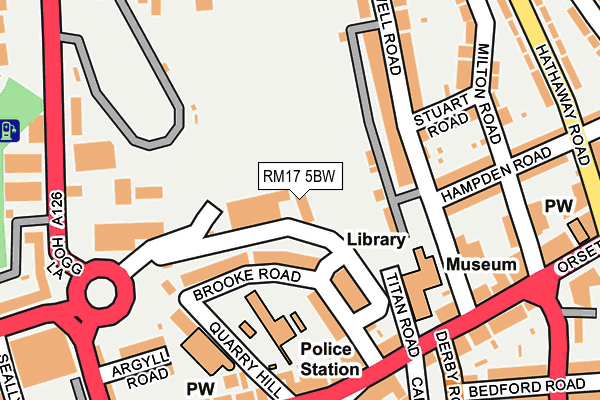 RM17 5BW map - OS OpenMap – Local (Ordnance Survey)
