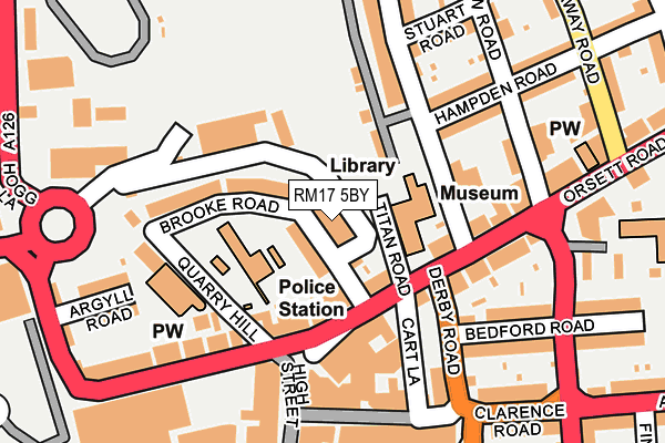 RM17 5BY map - OS OpenMap – Local (Ordnance Survey)