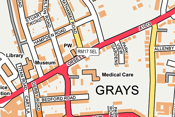 RM17 5EL map - OS OpenMap – Local (Ordnance Survey)