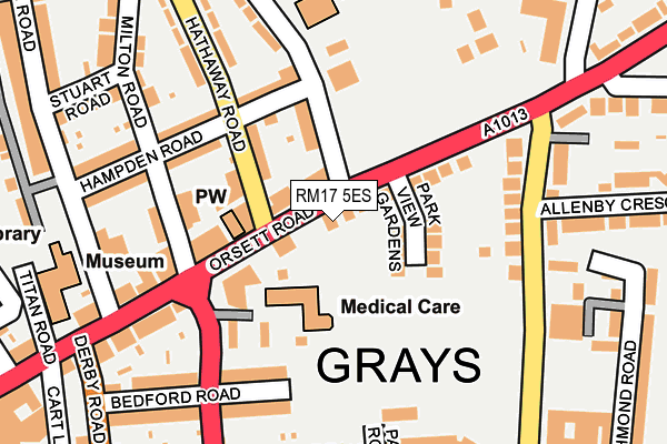 RM17 5ES map - OS OpenMap – Local (Ordnance Survey)