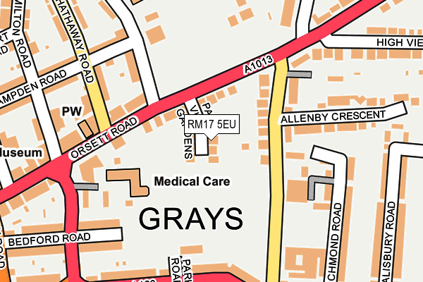 RM17 5EU map - OS OpenMap – Local (Ordnance Survey)