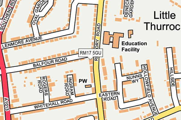 RM17 5GU map - OS OpenMap – Local (Ordnance Survey)