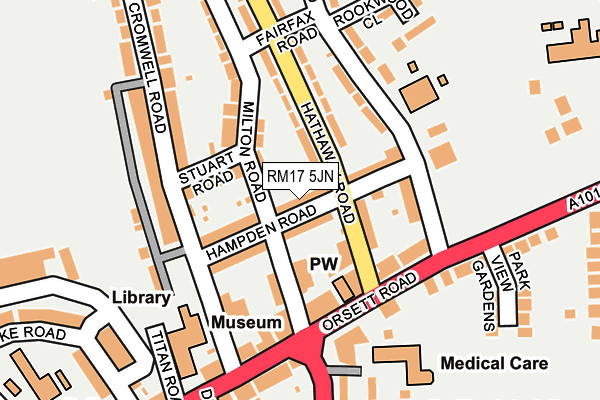 RM17 5JN map - OS OpenMap – Local (Ordnance Survey)