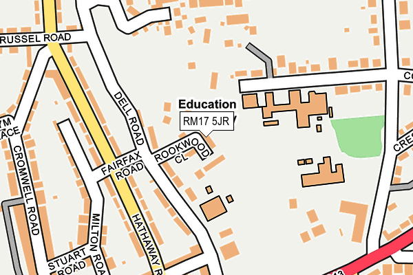 RM17 5JR map - OS OpenMap – Local (Ordnance Survey)
