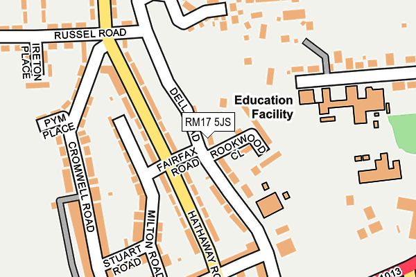 RM17 5JS map - OS OpenMap – Local (Ordnance Survey)