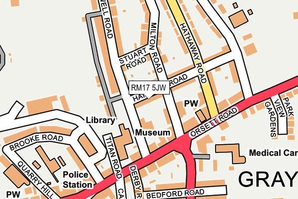 RM17 5JW map - OS OpenMap – Local (Ordnance Survey)