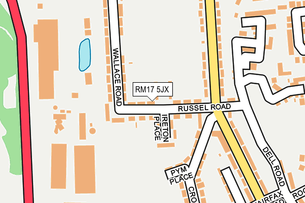 RM17 5JX map - OS OpenMap – Local (Ordnance Survey)