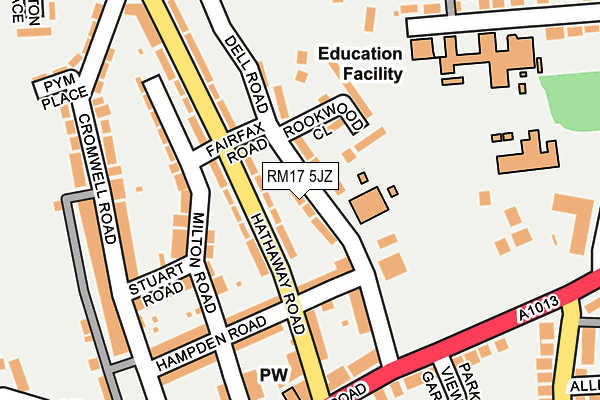 RM17 5JZ map - OS OpenMap – Local (Ordnance Survey)