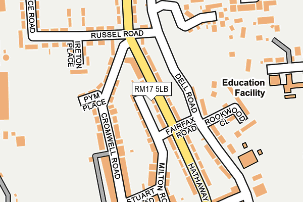 RM17 5LB map - OS OpenMap – Local (Ordnance Survey)