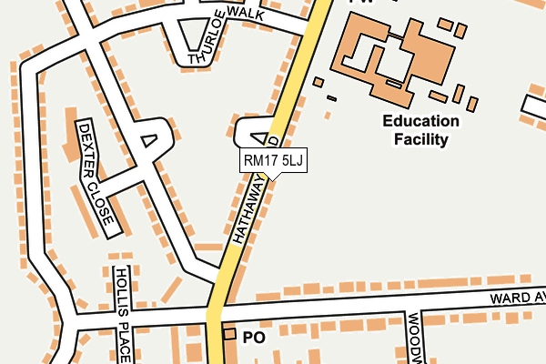 RM17 5LJ map - OS OpenMap – Local (Ordnance Survey)