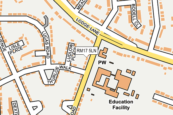 RM17 5LN map - OS OpenMap – Local (Ordnance Survey)