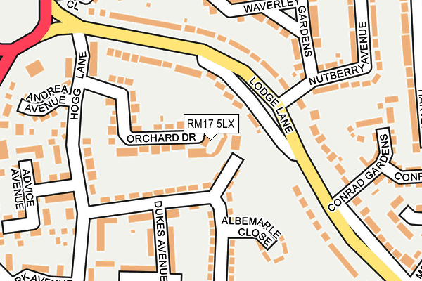 RM17 5LX map - OS OpenMap – Local (Ordnance Survey)