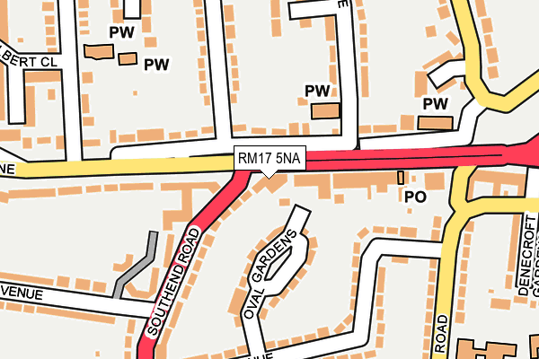 RM17 5NA map - OS OpenMap – Local (Ordnance Survey)
