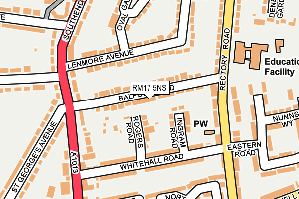 RM17 5NS map - OS OpenMap – Local (Ordnance Survey)