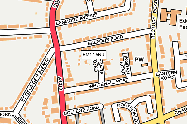 RM17 5NU map - OS OpenMap – Local (Ordnance Survey)