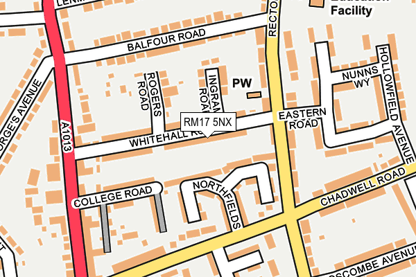 RM17 5NX map - OS OpenMap – Local (Ordnance Survey)