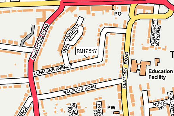 RM17 5NY map - OS OpenMap – Local (Ordnance Survey)