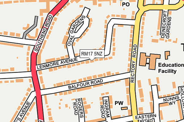 RM17 5NZ map - OS OpenMap – Local (Ordnance Survey)