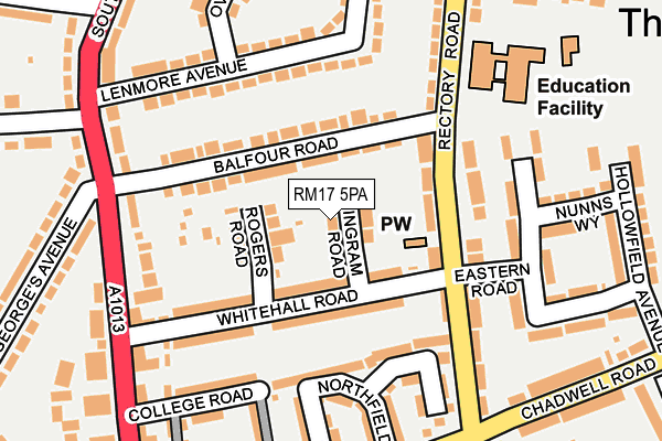 RM17 5PA map - OS OpenMap – Local (Ordnance Survey)