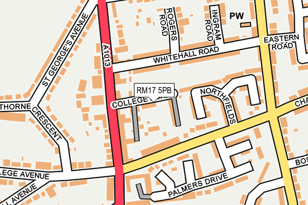 RM17 5PB map - OS OpenMap – Local (Ordnance Survey)
