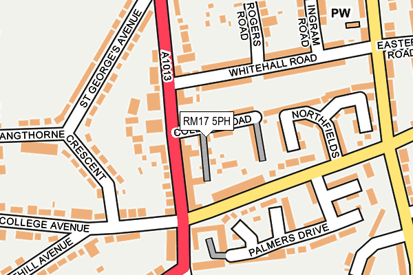 RM17 5PH map - OS OpenMap – Local (Ordnance Survey)