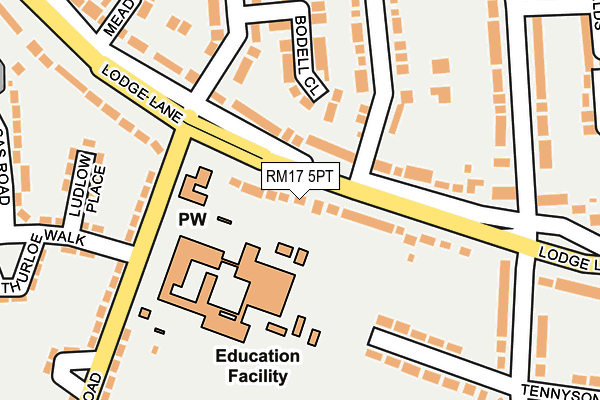 RM17 5PT map - OS OpenMap – Local (Ordnance Survey)