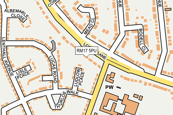 RM17 5PU map - OS OpenMap – Local (Ordnance Survey)