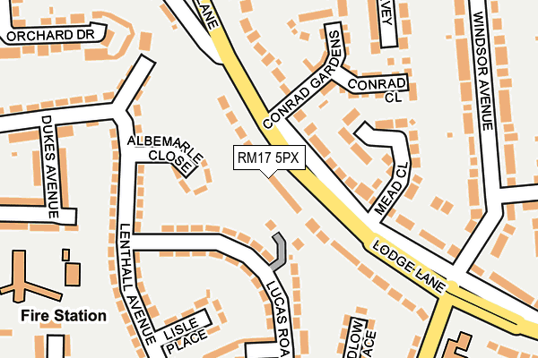 RM17 5PX map - OS OpenMap – Local (Ordnance Survey)