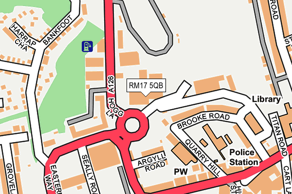 RM17 5QB map - OS OpenMap – Local (Ordnance Survey)