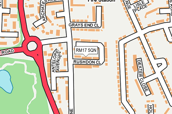 RM17 5QN map - OS OpenMap – Local (Ordnance Survey)