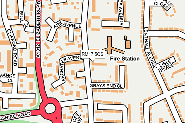 RM17 5QS map - OS OpenMap – Local (Ordnance Survey)