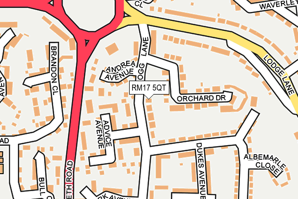 RM17 5QT map - OS OpenMap – Local (Ordnance Survey)